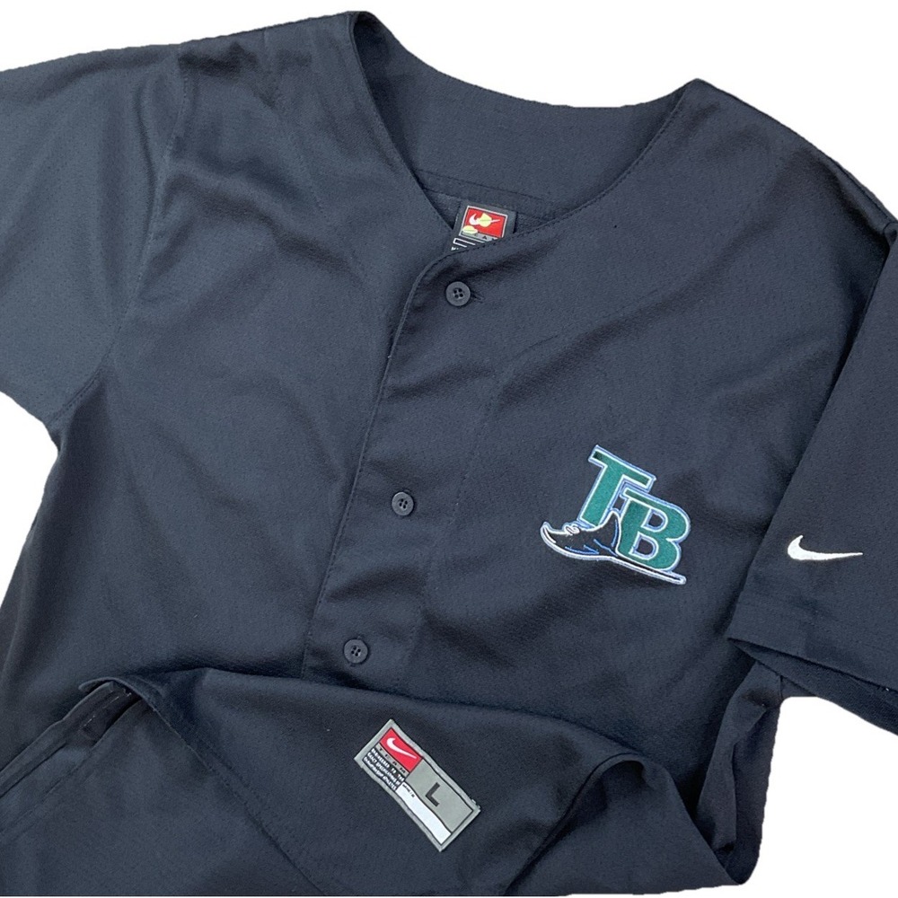 Vintage Nike Tampa Bay Rays Jersey 90s Embroidered Mini Swoosh Youth Sz L 16-18